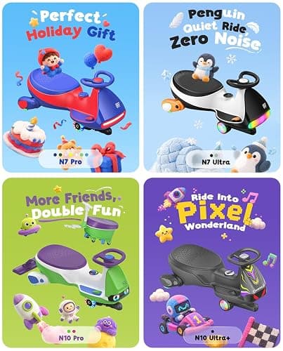FanttikRide N7 Pro Electric Wiggle Car, Flashing Wheels, for Ages 3+, Blue | Max 4 Mph, Anti-Rollover, Kids Car with Bluetooth, Ride on Car with 150 Lbs, Easy Assembly, Indoor / Outdoor, CyberWiggle thumbnail 3