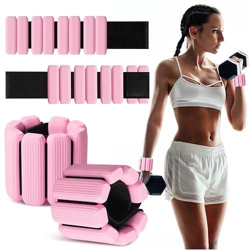 MESUADESI Wrist Weights Set of 2, Wearable Wrist Ankle Weights for Women & Men, Silicone Weighted Bangles Adjustable Arm and Leg Weights for Walking Yoga Pilates Running Dance Gym 2lb - Image 1