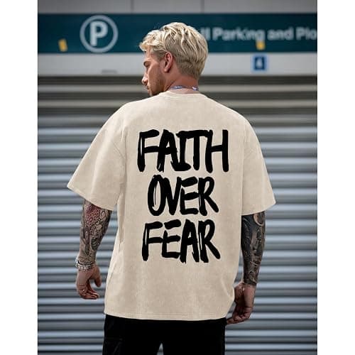 Lytiarul Christian Shirts for Men God Child of Jesus Faith Shirt Oversized Graphic Religious Tees Acid Wash T-Shirt Tops thumbnail 5