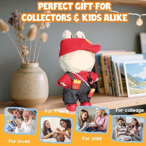 AICase for Lububu Clothes/for Lububu Outfits,Clothes Set for Lububu 17cm Doll,3 Piece Set Hat Clothing for la-bubu, Boys and Girls Stylish Adorable Dolls Clothes Accessories (No Doll)_01 thumbnail 5