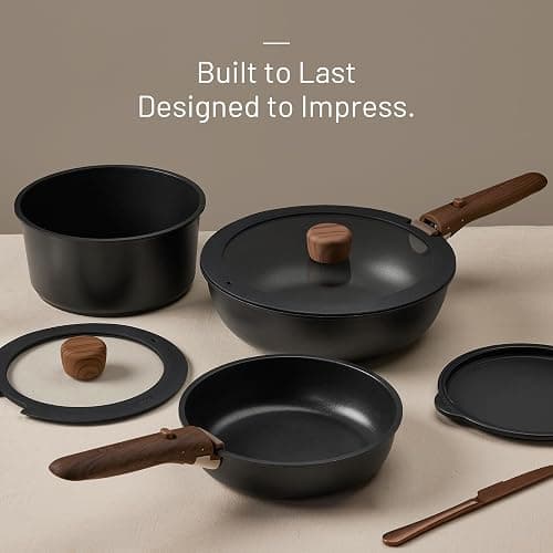 CAROTE 19pcs Pots and Pans Non Stick, Cookware Sets Detachable Handle, Induction Kitchen Pots and Pans,NonStick Cooking Set, Oven/Dishwasher/Fridge Safe, Space Saving thumbnail 4