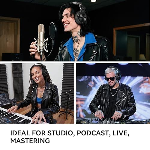 OneOdio A71D Wired Over-Ear Headphones, Studio Monitor Headsets, Hi-Res DJ Stereo Headphone with Foldable Design, 3.5/6.35MM Plug for AMP Recording Podcast Mixing PC Guitar - Black thumbnail 5