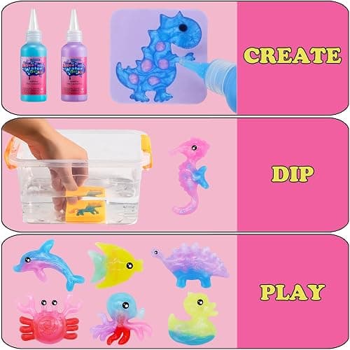 Golinkid Magic Water Elf Toy Kit,12 Bottles 18 Molds 70ML Aqua Fairy Water Gel Kit for Kids with Sparkling Magic Gel, Crate Your Own Magic Water Elf Aqua Fairy Water Pets Craft Kits for Kids thumbnail 2