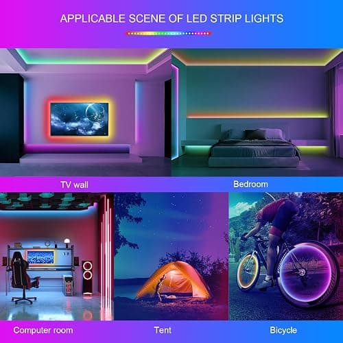 HBOWMDJIA 100ft Led Lights for Bedroom, Led Strip Lights Music Sync Corlor Changing, Led Light Strip with Remote & App Control RGB Strip, Led Lights for Room Dorm Home Classroom Ceiling Decor thumbnail 6