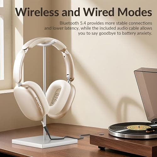 Wentronic Y02 Active Noise Cancelling Headphones,60H Battery,5 EQ Music Modes,Hi-Res Audio,Deep Bass,Foldable Wireless Over Ear Bluetooth 5.4 Headset,Breathable Leather Earpads (Starlight) thumbnail 7