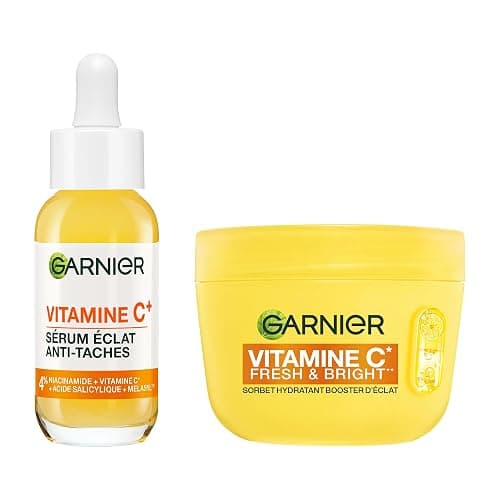 GARNIER - SkinActive Vitamine C - Crème Sorbet Hydratante Fresh & Bright (85 ml) + Sérum Jour Vitamine C (30 ml) - Réduit Les Taches Brunes, Unifie & Boost l’Éclat du Teint - Tous Types de Peaux - Image 1