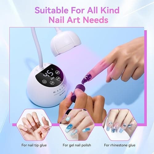 Makartt UV LED Nail Lamp - Gooseneck UV Light for Gel Nails Cherie Cordless USB 39W Nail Dryer LED Gel Lamp with 4 Times & Auto Sensor Fast Flash Curing Light for Salon Use (White) thumbnail 2
