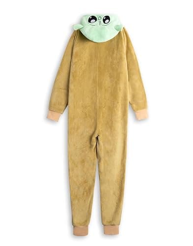 STAR WARS The Mandalorian Grogu Unisex Kids Green Onesie | Hooded Zip-Up Fleece Loungewear thumbnail 4