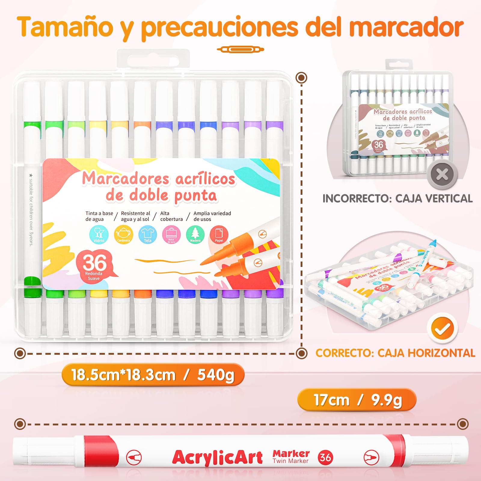 36 Colores Marcadores de Pintura Acrílica de Doble Punta Tinta de Secado Rápido Colores Brillantes Resistentes al Agua y al sol Fáciles de Llevar Aplicables en Papel Vidrio Cerámica y Más thumbnail 5