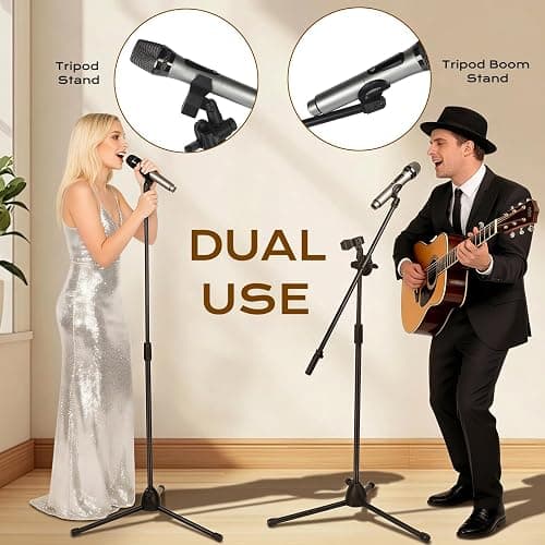 Bullfighter Mic Stand Floor Universal Adjustable Tripod Microphone Stand,Dual-Use Mic Boom Stands,Stable On Stage Mic Stand for Singing,Live Streaming,Karaoke,Events & Studio Church Metting thumbnail 4