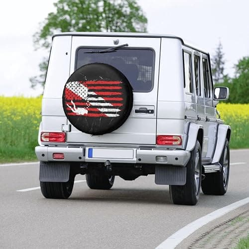 Vintage American Diver Down Flag USA Scuba Diving Dive Flag Tire Cover 14" 15" 16" 17" Personalized Waterproof Spare Wheel Cover Fit for Car Jeep RV SUV Truck thumbnail 8