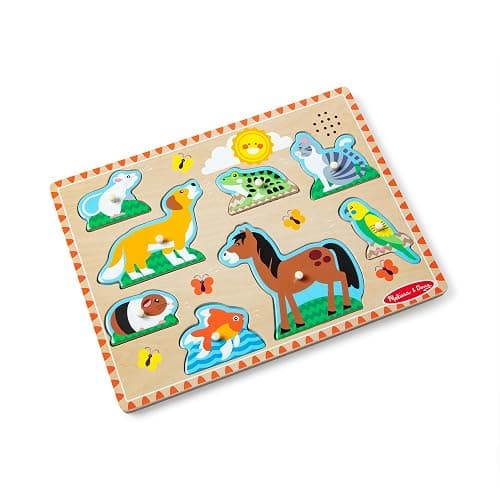 Melissa & Doug Zoo Pet Animals Sound Puzzle – 8-Piece Wooden Peg Puzzle with Light-Activated Sounds, Music Learning Toy for Toddlers and Preschoolers Ages 2+ thumbnail 4