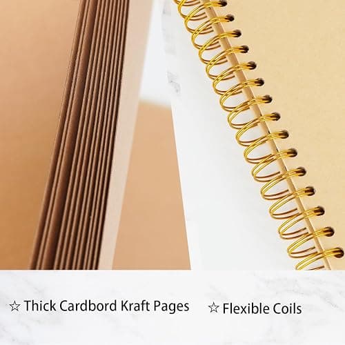 Artmag DIY Scrapbook Album 8 x 8 Inch Hardcover Kraft Blank Paper Scrap Book with 40 Sheets Memory Book for Family Wedding Photography Anniversary (Brown) - 8 Inch-40 Sheets - Brown thumbnail 5