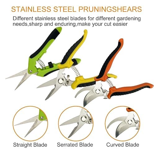 Pruning Shears, 4 Pack Garden Shears with Gardening gloves, Clippers Handheld, Stainless Steel Garden Snips, Lengnoyp Pruners for Gardening thumbnail 5