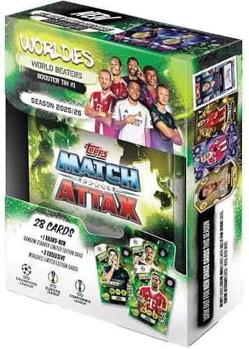 Topps UCC Match Attax 2025/26 - Random Mini Tin - Contains 28 Match Attax Cards Plus a Random Star Boy LE and 3 Exclusive 'Worldies' LE Cards - Image 1