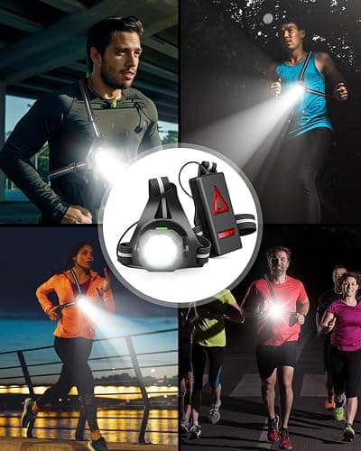 Running Lights for Runners, 7 Lamp Strong Light Running Torch Beads, Max 12H Run Time, 90° Adjustable Angle 3 Lights Modes Waterproof Chest Light for Outdoor Sports, Dog Walking Jogging, Night Fishing thumbnail 8