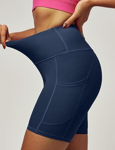 IUGA Biker Shorts Women 6" Tummy Control Workout Shorts Women with Pockets High Waisted Yoga Running Gym Spandex Compression thumbnail 5