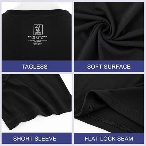 BAMBOO COOL Men's Undershirt Moisture-Wicking T-Shirts Stretch Crewneck Soft Tees for Men,3 Pack thumbnail 5