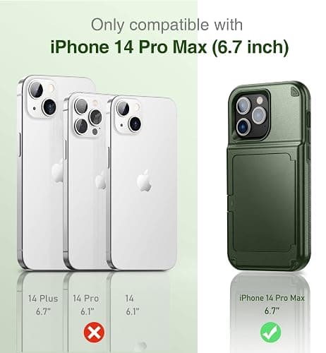 WeLoveCase for iPhone 14 Pro Max Case for Women, Men Defender Credit Card Holder Cover with Hidden Mirror, Three Layer Shockproof Heavy Duty Protection Case for iPhone 14 Pro Max 6.7'' Green thumbnail 2