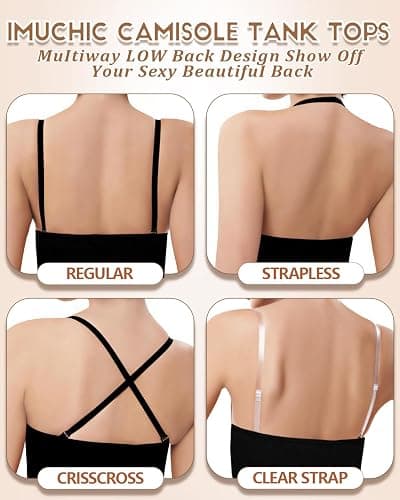 iMuchic Camisole Tank Tops for Girls, Stretch Undershirts Comfortable Camis with Clear Straps and Silicone Cover thumbnail 6