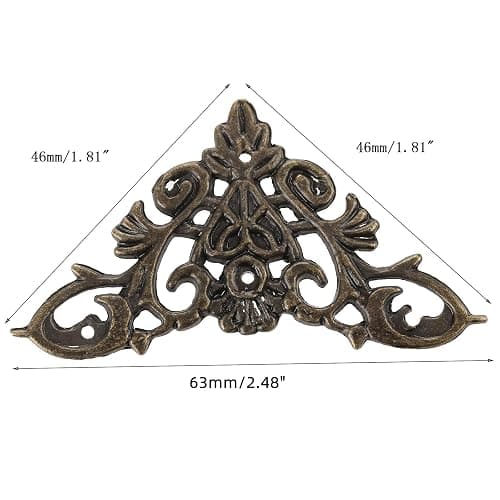 dophee 4Pcs Vintage Style Corner Protector Guards Floral Pattern Edge Cover Decoration Hardware for Wood Boxes Cabinet Photo Frame Jewelry Box Table Desk thumbnail 3