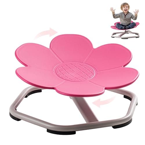 ROBUD Kids Sensory Swivel Chair, Kids Swivel Chair | with Non-Slip Design, Training Body Coordination, Flower Shape Wobble Chair, No Assembly, Pink - Image 1