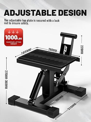 JFG RACING Motorcycle Dirt Bike Stand,1000Lbs Capacity Lift Jack Hoist Table Height Adjustable Lifting Stand Ideal for Dirtbike Pit Bike Repair&Maintainance,Dirt Bike Accessories-Black thumbnail 2