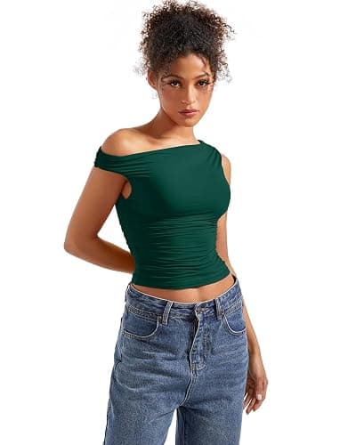 SUUKSESS Women Off Shoulder Tops Sleeveless Shirts Y2K Going Out Crop Tank Top thumbnail 4