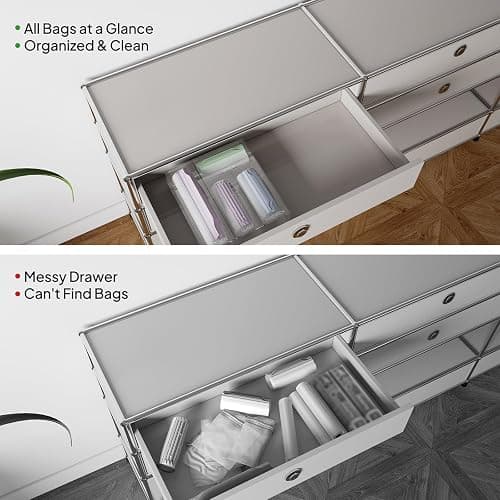 Aquiver Acrylic Bags Storage Organizer - Baggie Bags Drawer Organizer & Plastic Food Storage Bags Holder - Compatible with Gallon, Quart, Sandwich, Snap, Freezer, Slider Bags (Clear) thumbnail 7