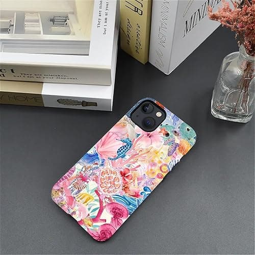 DAIZAG Phone Case Compatible with iPhone 13/14,Pink Sea Creature Turtle Mixed 2 Layer Soft Silicone+Hard PC Ddouble Protection Ultra-Thin Phone Case for iPhone 13/14 thumbnail 4