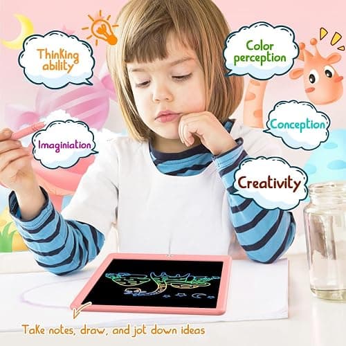BUKEBU LCD Writing Tablet Doodle Board,10.5 inch Colorful Drawing Pad,Electronic Drawing Tablet, Drawing Pads,Travel Gifts for Kids Ages 3 4 5 6 7 8 Year Old Girls Boys (Pink) thumbnail 4