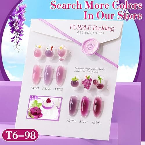 Double Rhythm 0.5 Oz Jelly Gel Polish Same Color Same Bottle Sheer Neutral Natural Light Milky Pastel 15ML Translucent Polish Art DIY at Home (Dark Purple Rose-A1798) thumbnail 6
