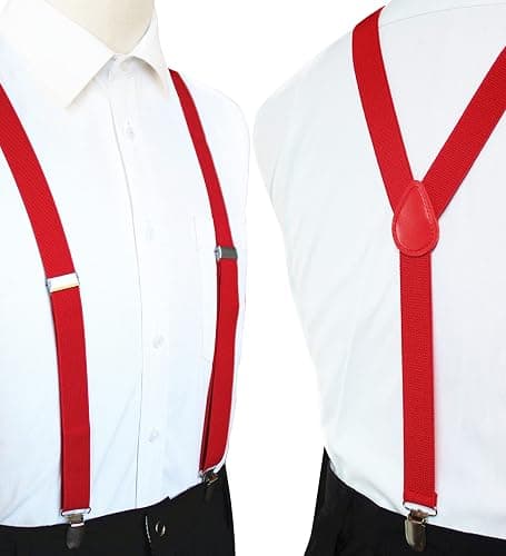 JEMYGINS Solid Color Mens Suspender with 3 Strong Clips Adjustable Braces thumbnail 2