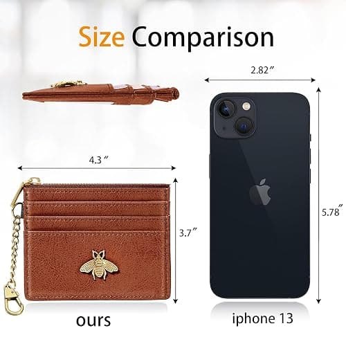 SEAVILIA Card Holder Keychain Wallet for Women with ID Window RFID Coin Purse Bee Gifts Slim Minimalist Small Wallet thumbnail 7