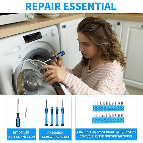39 Piece Basic Home Tool Set Household Tool Set General Repair Small Hand Tool Kit in Toolbox Storage Case for Home Garage Office College Dormitory Use, Blue - Blue thumbnail 3