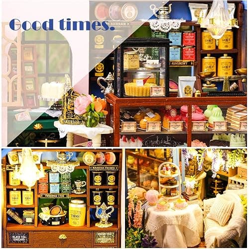 CUTEBEE Dollhouse Miniature House with Furniture, DIY Dollhouse Kit with Dust Proof, Music Movement, 1:24 Scale Creative Room for Gift for Family and Friends (Rose Garden Tea House) thumbnail 5
