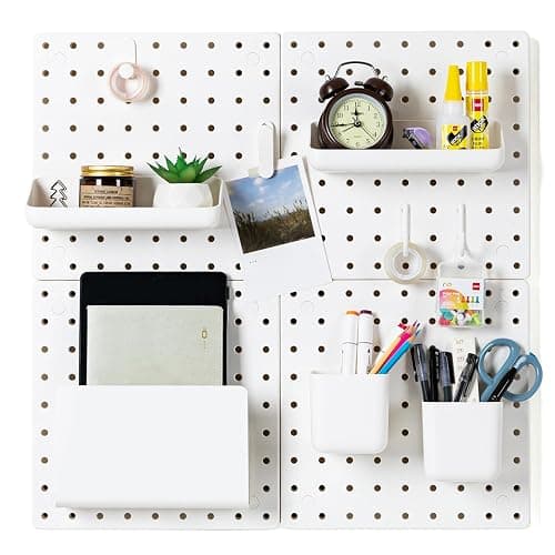 VUSIGN Peg Board Combination Kit, 22"x22" Pegboards and Accessories for Wall Organization, Pegboard Wall Organizer for Office, Home, Desk, White - Image 1