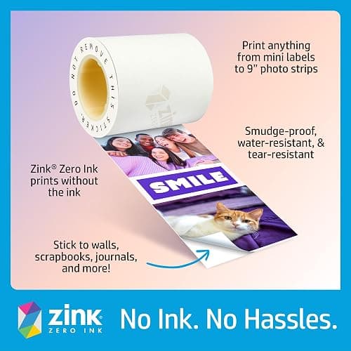HP Sprocket Panorama Imprimante Photo et étiquettes Couleur Portable instantanée (Rose) Personnalisez Les Impressions 2" x 0,5" - 9" sur du Papier adhésif Zink - Créez des Bandes photobooth Amusantes thumbnail 6