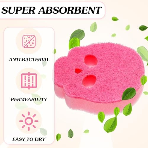 Tioncy 12 Pack Skull Kitchen Sponges Bulk Dual Sided Scrubber Pink Sponges Dishwashing Skull Kitchen Accessories Dish Scouring Black, White thumbnail 3