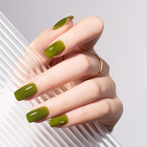 MAYCHAO 15ML Jelly Green Gel Nail Polish 1Pc Transparent Green Gel Polish Soak Off UV LED Translucent Nail Varnish Neutral Color for Nail Art Starter Manicure Salon DIY at Home, 0.5 OZ thumbnail 2
