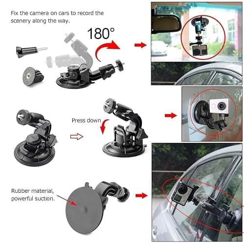 ShipeeKin Heavy Duty 9CM Suction Cup Mount Car Windows Stand on Windshield Dashboard Bonnet for all Gopro Heros, SJCAMs, Geekpro, Garmin VIRB Xe, Xiaomi Yi 4k, DSLR & Smartphone for Vlog/POV thumbnail 4