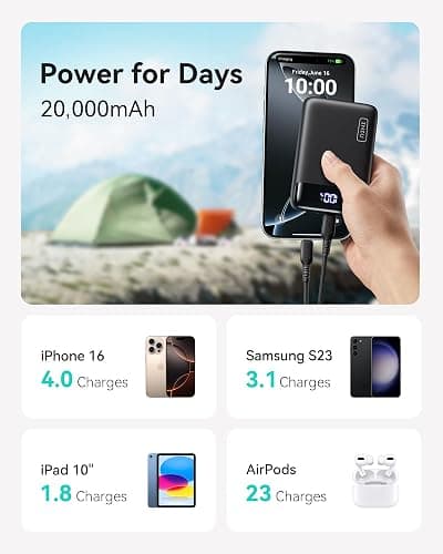 INIU Portable Charger, 22.5W 20000mAh Fast Charging Small Power Bank, Flight Cruise Ship Travel Essentials Mini Phone Charger Compatible with iPhone Samsung for College Students Teen Boys Girls, Red thumbnail 4