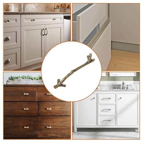 HARSKIYER 4pcs Bronze Twig Drawer Pulls Handles, 3-3/4 Inch Hole Center Zinc Alloy Rustic Kitchen Hardware Natures Branch Drawer Pulls Tree Door Handle for Kitchen Wardrobe Farmhouse Cabin thumbnail 7