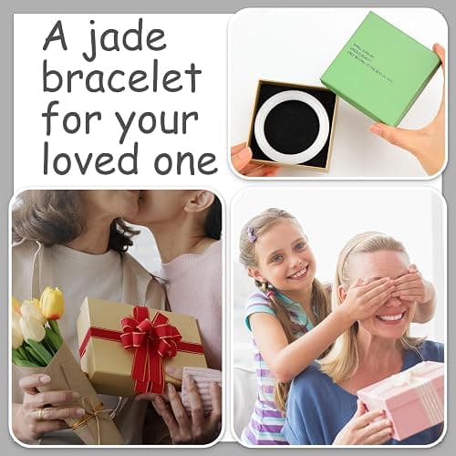 Landical 2.4'' Natural Jade Bracelet for Women Jade Bangle Bracelets with Box Good Luck Bangle Valentine Jewelry Gift thumbnail 3