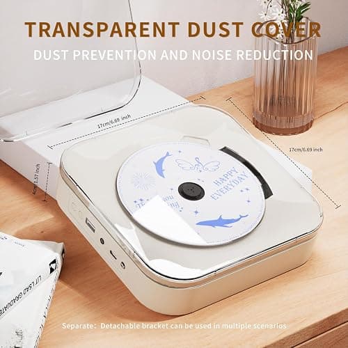 Portable CD Player with Transparent Lid, Speakers, Bluetooth, USB Port thumbnail 4