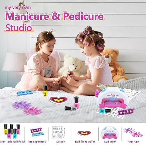 Kids Spa Kit for Girls, Foot Spa Day Kit for Girls, Girl Stuff for Manicures Pedicure, Nail Art Salon Kit Christmas Birthday Gift for 6 7 8 9 10-12 Years Old Girl thumbnail 3