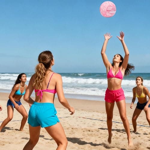 Soft Touch PU Leather Volleyball Official Size 5 Thickened Durable Indoor Outdoor Waterproof Volleyball for Teen Girls Kids Team Beginners Beach, Pool, Gym Training & Games(Deflated,With Pump) thumbnail 8