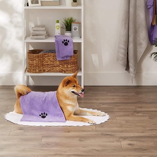 Bone Dry Pet Grooming, Embroidered Microfiber Towel Drying Collection, 15x30, Lavender thumbnail 6