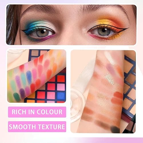 PPPanYiDi 68 Colors Eyeshadow Palette,Matte Glitter Eyeshadow Makeup Palette with Eyeshadow Brush,Highly Pigmented Colorful Shimmer Eye Shadow Palette Makeup Kit for Women thumbnail 4