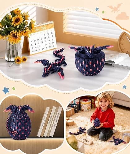 3D Printed Dragon Eggs with Wings,Articulated Crystal Animals Fidget Toy,Stuff Fun Gifts for Adults Teens Boy Dinosaur Eggs Toy thumbnail 5